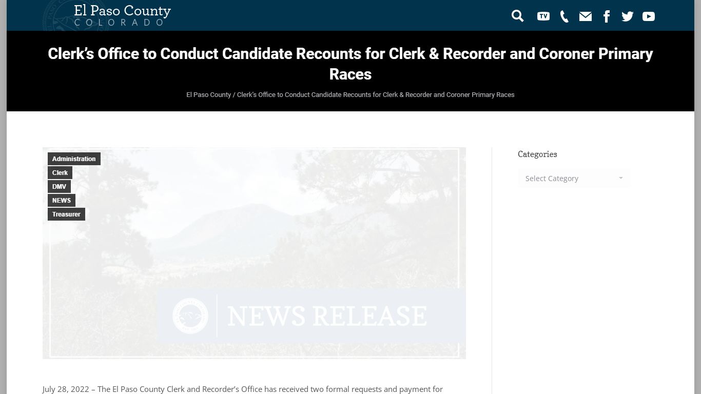 Clerk’s Office to Conduct Candidate Recounts for Clerk & Recorder and ...
